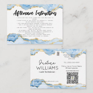 Cartão De Visita Lash Eyelash Extensões de Eyelash de ouro azul apó