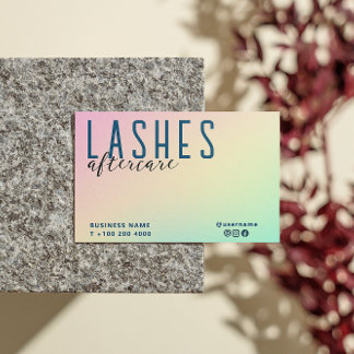 Cartão De Visita Lash Holográfico Do Pastel Após Instrução De Trata