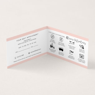 Cartão De Visita Lash Instruções e Lembrete de Compromisso do Cui