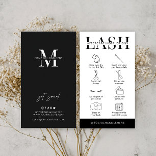 Cartão De Visita Lash Instruções pós-tratamento Logotipo minimalist