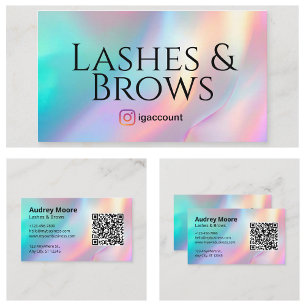 Cartão De Visita Lash Logotipo Brows Código QR