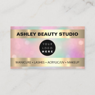 Cartão De Visita Lash Makeup Logotipo do cabeleireiro da unha Rosa