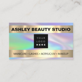 Cartão De Visita Lash Makeup Nail Stylist Logotipo Hológrafo Pastéi