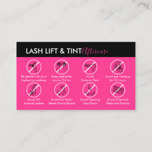 Cartão De Visita Lash Neon Rosa Levantar Tonalidade Dica Após Instr