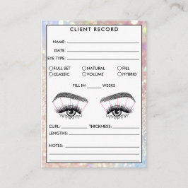 Cartão De Visita Lash Registro do cliente Adicionar logotipo Hológr
