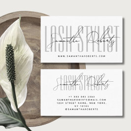 Cartão De Visita Lash stylist - script de tipografia moderna branco