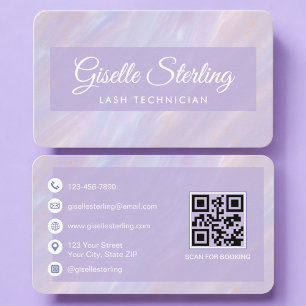 Cartão De Visita Lash Tech Opal Holográfico Código QR Profissional