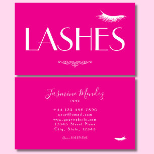 Cartão De Visita Lash Tech Rosa Choque Elegante Salão Profissional