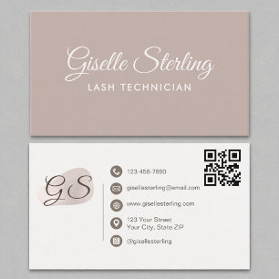 Cartão De Visita Lash Technician Blush Mauve Modern Elegant Código 