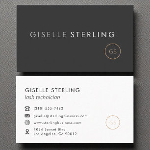 Cartão De Visita Lash Technician Minimalist Luxury Black