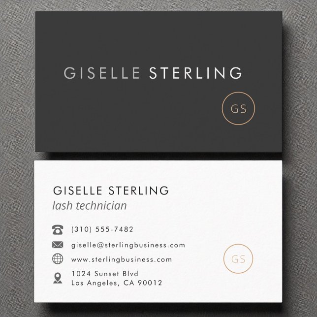 Cartão De Visita Lash Technician Minimalist Luxury Black (Criador carregado)