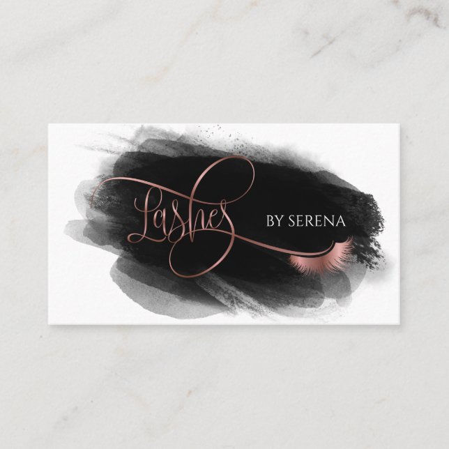Cartão De Visita Lashes Beauty Makeup Girl Lash Extension Marble Bu (Frente)