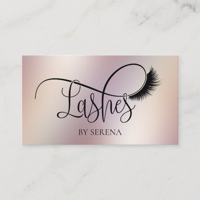 Cartão De Visita Lashes Beauty Makeup Girl Lash Holographic Foil (Frente)