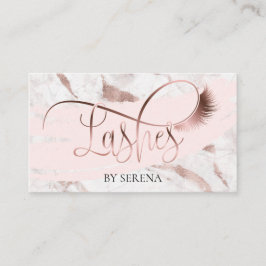 Cartão De Visita Lashes Beauty Makeup Girl Lash Marble Rosa Dourado