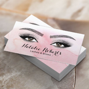 Cartão De Visita Lashes & Brows Beaut Salon Blush Pink Watercolor