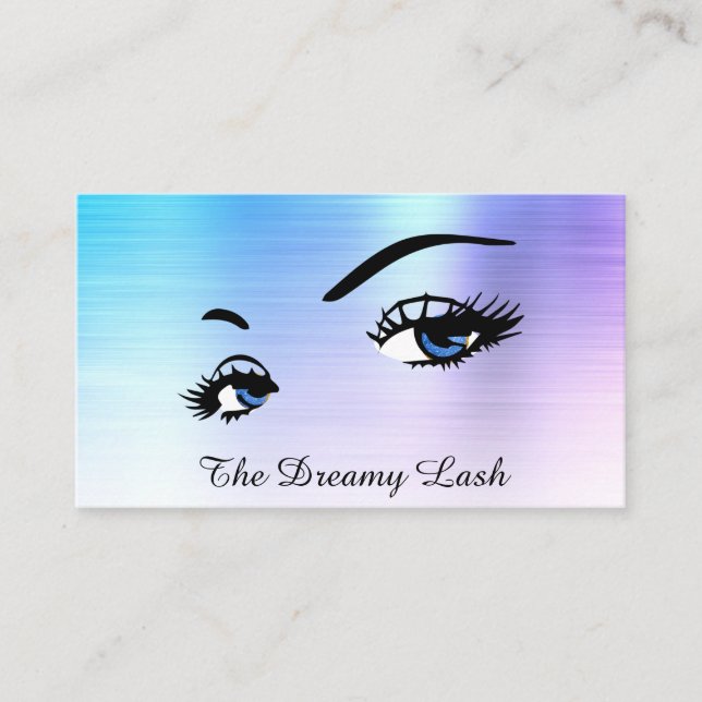 Cartão De Visita *~* Lashes Brows Extensões QR Ombre Blue Glitter (Frente)