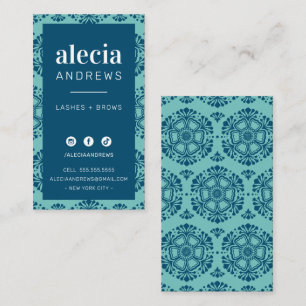 Cartão De Visita LASHES & BROWS fofo vintage marinho azul