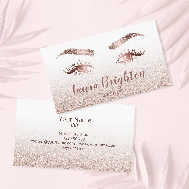 Cartão De Visita Lashes & Brows Makeup Artist Rosa (Criador carregado)