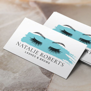 Cartão De Visita Lashes Brows Makeup Artist Turquoise Brushbraste