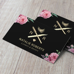 Cartão De Visita Lashes & Brows Makeup Artist Vintage Floral Salon