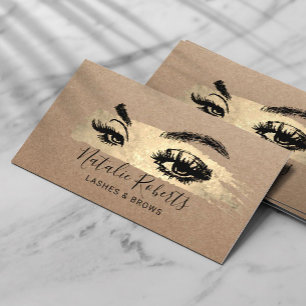 Cartão De Visita Lashes Brows Makeup Artista Dourado Brushbeat Salo