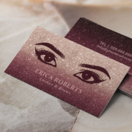 Cartão De Visita Lashes & Brows Makeup Artista Rosa Ombre Dourado