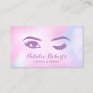 Cartão De Visita Lashes Brows Makeup Artista Watercolor Salon Rosa