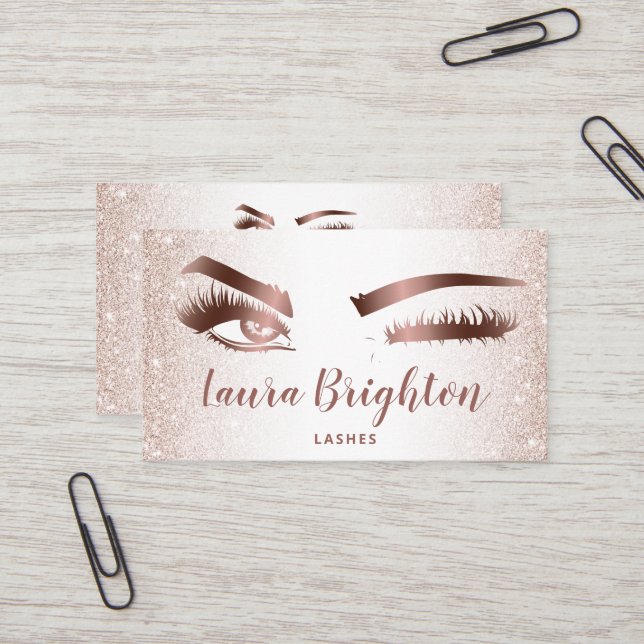 Cartão De Visita Lashes & Brows Makeup Rosa com olhos de Piscar os  (Frente/Verso In Situ)