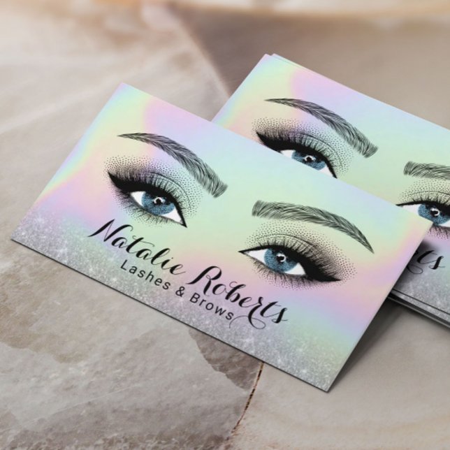 Cartão De Visita Lashes Brows Microblading Beleza Holográfica (Criador carregado)