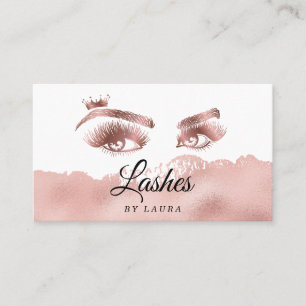 Cartão De Visita Lashes com a Rosa de Artista de Maquiagem da Coroa