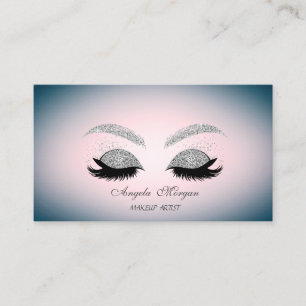 Cartão De Visita Lashes de Faux de Glitter Profissional Moderno Ele