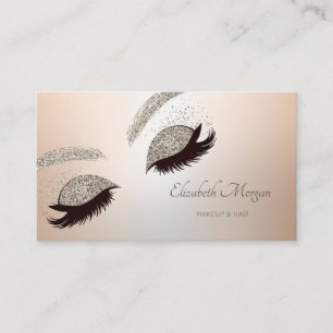 Cartão De Visita Lashes de Faux de Glitter Profissional Moderno Ele