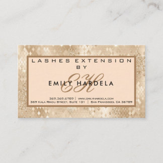Cartão De Visita Lashes Dourados com Largura com Instrução Pós-Cuid