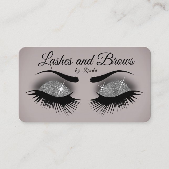 Cartão De Visita Lashes e Brocas - Cinza Suave - Glitor (Frente)