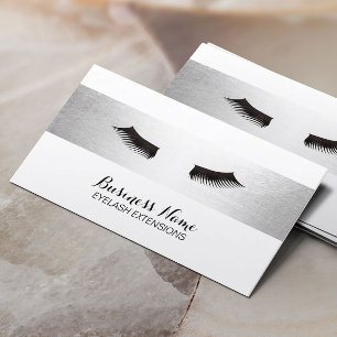 Cartão De Visita Lashes Eyelash Extensões Salão Prata Moderno