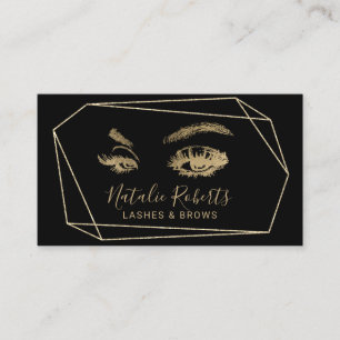 Cartão De Visita Lashes Eyelash Makeup Artista Geométrico Preto Do