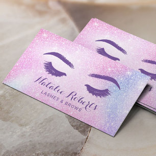 Cartão De Visita Lashes Eyelash Makeup Artista Rosa Salão de Ombre