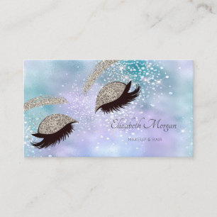 Cartão De Visita Lashes Finos Minerais Holográficos de Prata Moder