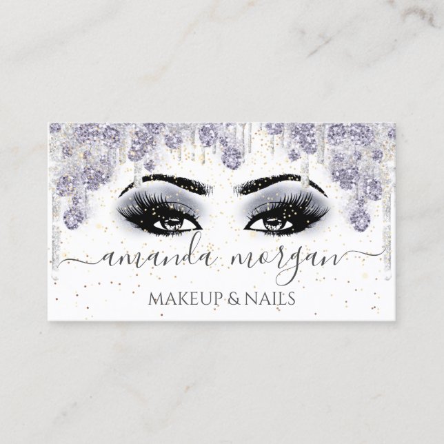 Cartão De Visita Lashes Hairdresser Makeup Artista Cinza Enfumaçado (Frente)