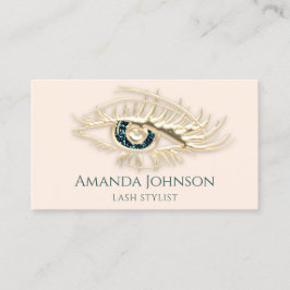 Cartão De Visita Lashes Irmão Logotipo de Makeup Dourado Ivory Qr C