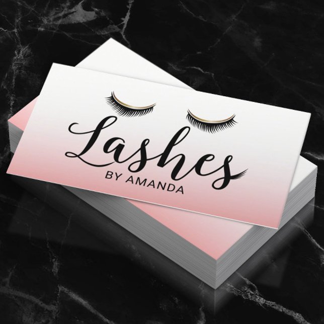 Cartão De Visita Lashes Makeup Artist Eyelash Extension Blush Rosa (Criador carregado)