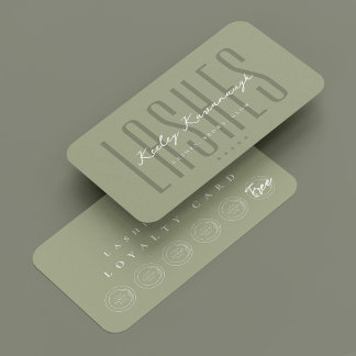 Cartão De Visita Lashes Makeup Artist Sage Logotipo Punch Loyalty C
