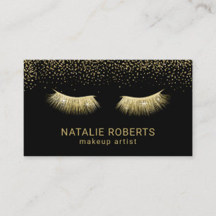 Cartão De Visita Lashes Makeup Artista Chic Dourado Eyelash Extensõ