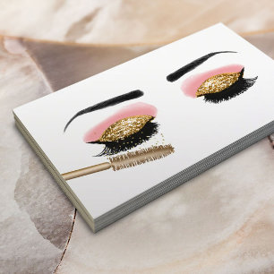 Cartão De Visita Lashes Makeup Artista Dourado Llitter Beauty Salon