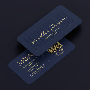Cartão De Visita Lashes Makeup Artista Elegante Marinho Moderno Mon