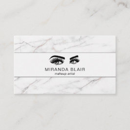 Cartão De Visita Lashes Makeup Artista Luxe White Marble