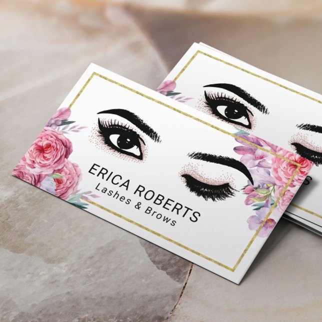 Cartão De Visita Lashes Makeup Artista Piscar os olhos Olho Moderno (Criador carregado)