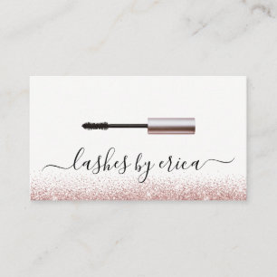 Cartão De Visita Lashes Makeup Artista Rosa Dourada Mascara Brusca