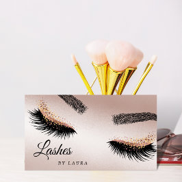 Cartão De Visita Lashes Makeup Artista Rosa Dourado Mascara Brows