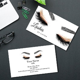 Cartão De Visita Lashes Makeup Artista Rosa Dourado Mascara Brows